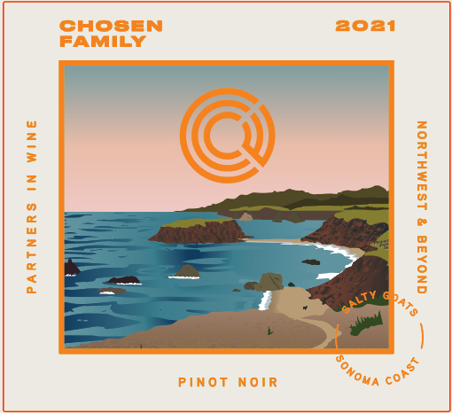 Chosen Family Wine label With Salty Goats Pinot Noir
