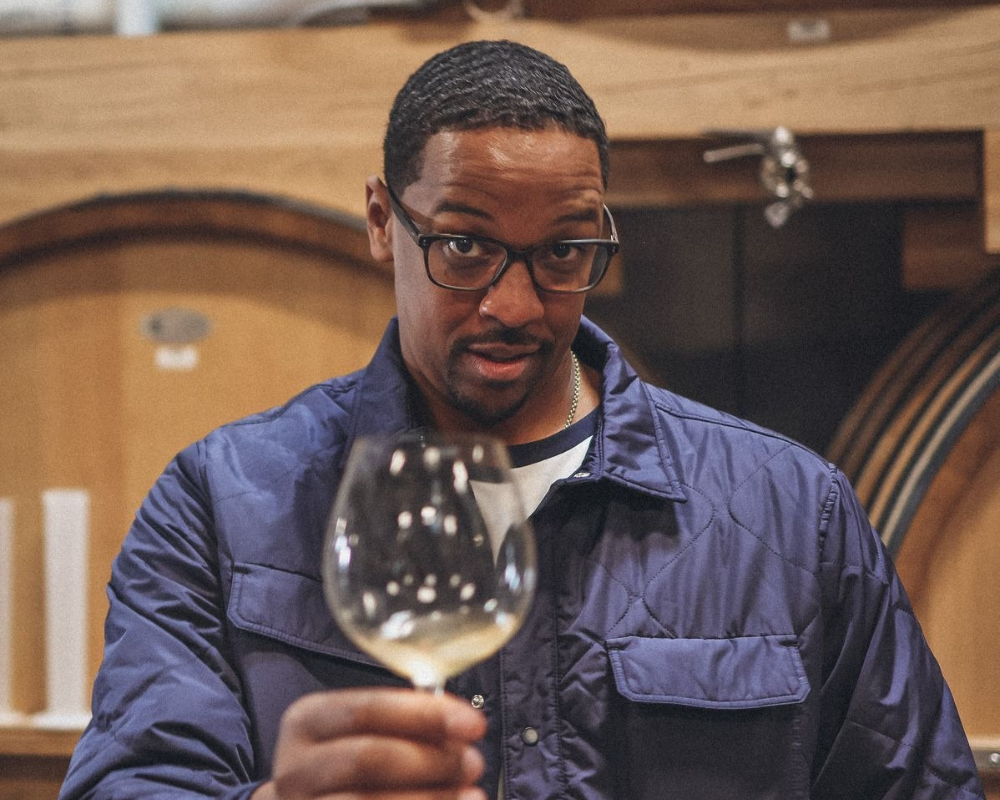 Channing Frye with a glass of wine