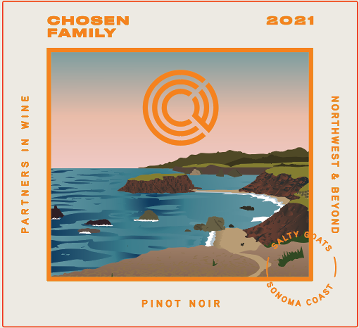 Chosen Family Wine Label With Salty Goats Winemakers