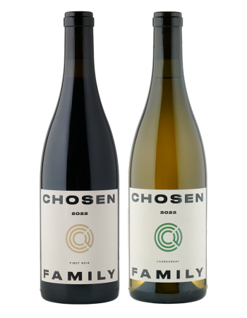 Two bottles of Chosen Family wines in a pack