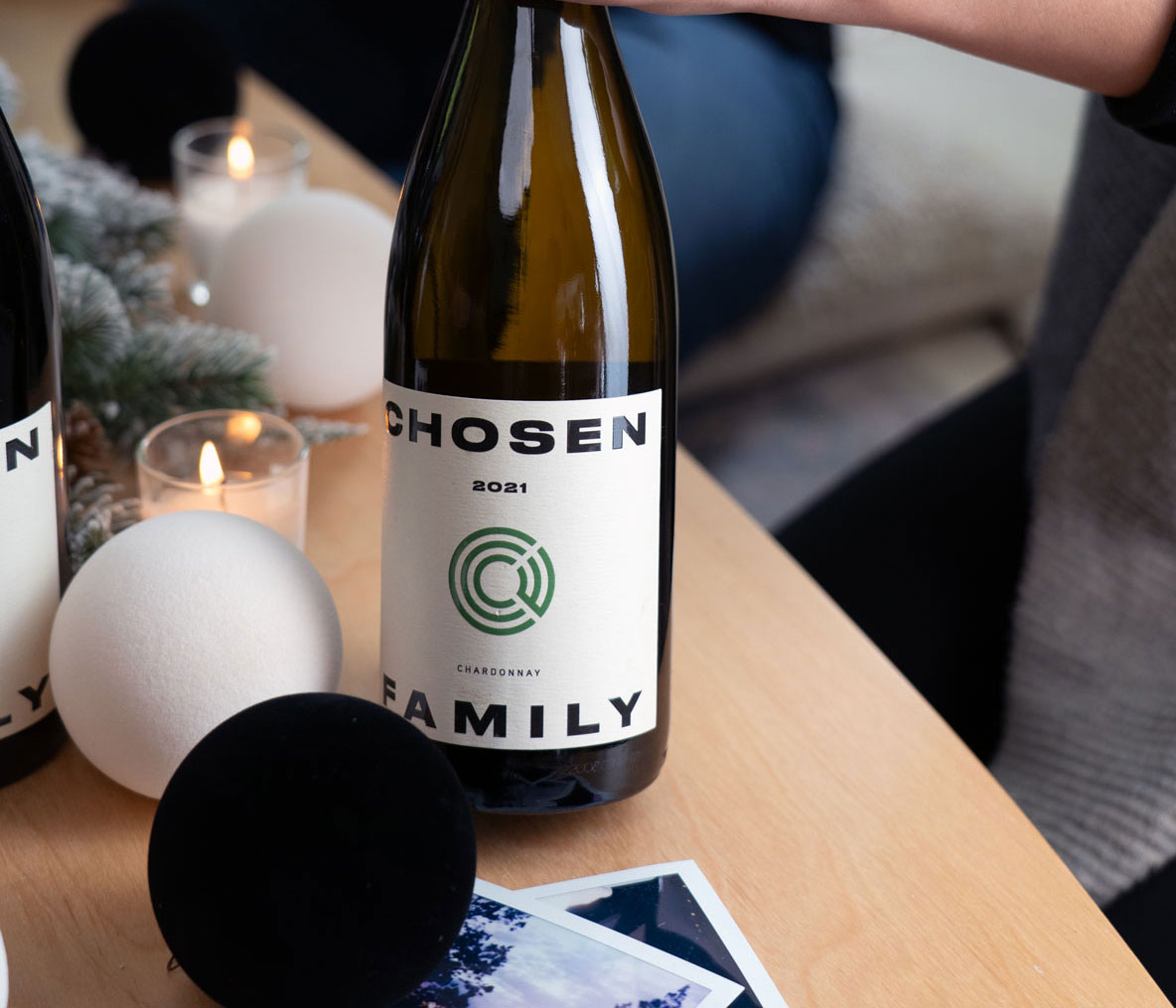 Chosen Chardonnay bottle on a tabletop